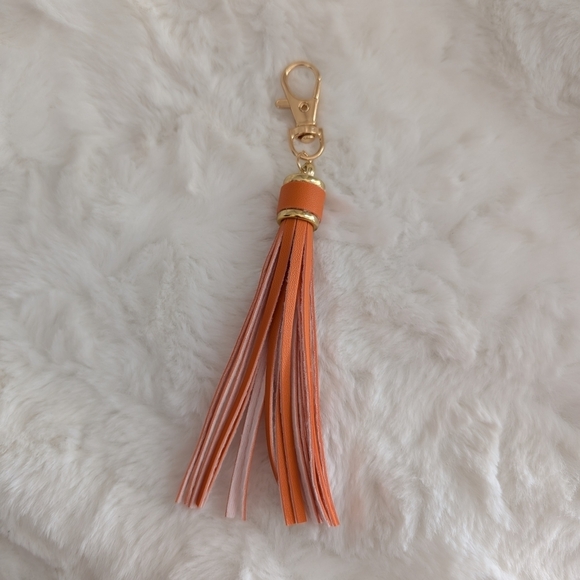 Accessories - Tassel Bag Charm Orange w/Gold Hardware